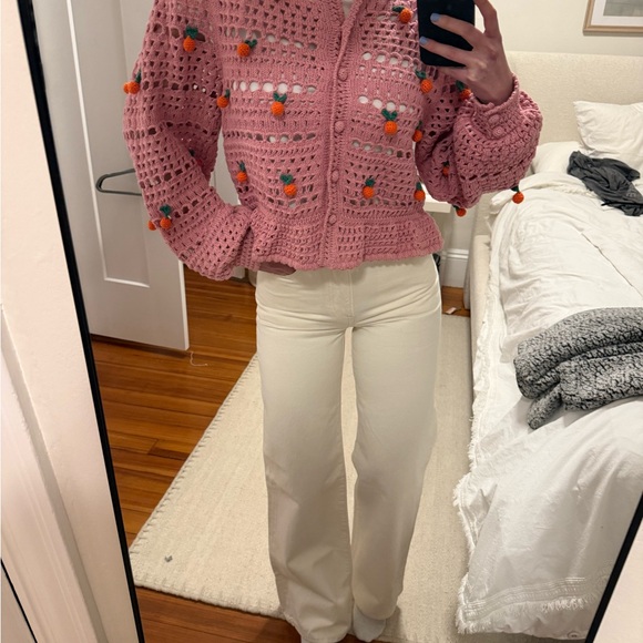 FARM Rio Pink and Orange Cardigan Sweater with Playful Embellishments - Picture 6 of 6